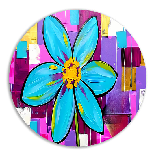 Kleurrijke bloem op abstracte achtergrond aluminium muurcirkel
