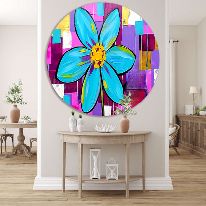 Kleurrijke bloem op abstracte achtergrond aluminium muurcirkel