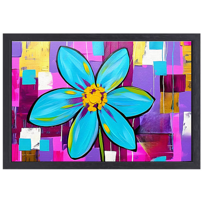 Kleurrijke bloem op abstracte achtergrond canvas met baklijst