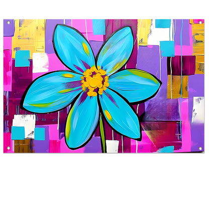 Kleurrijke bloem op abstracte achtergrond tuinposter