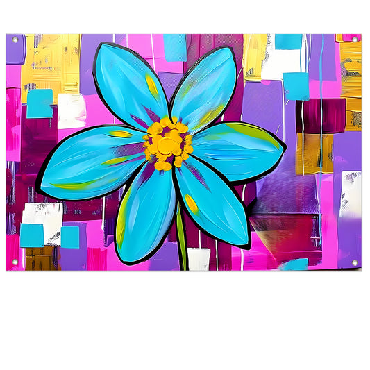 Kleurrijke bloem op abstracte achtergrond tuinposter