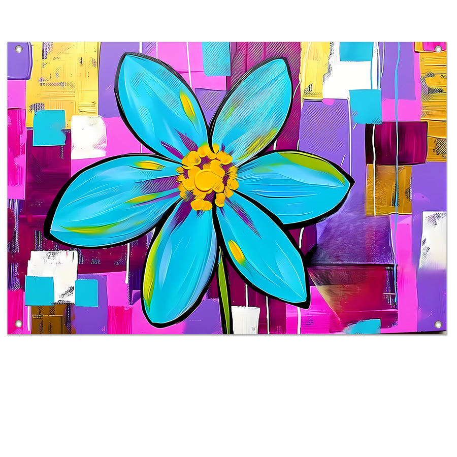 Kleurrijke bloem op abstracte achtergrond tuinposter