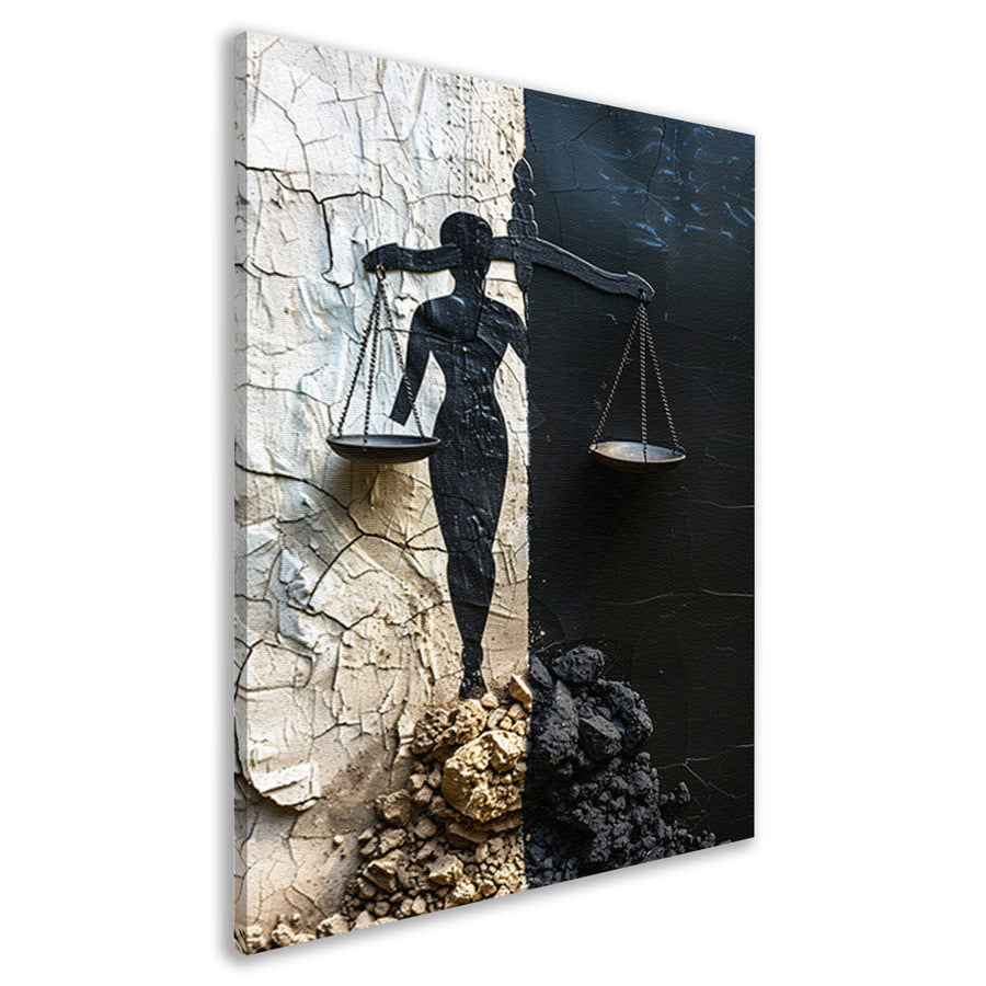 Abstract Justitia tussen Vervallen Muren canvas
