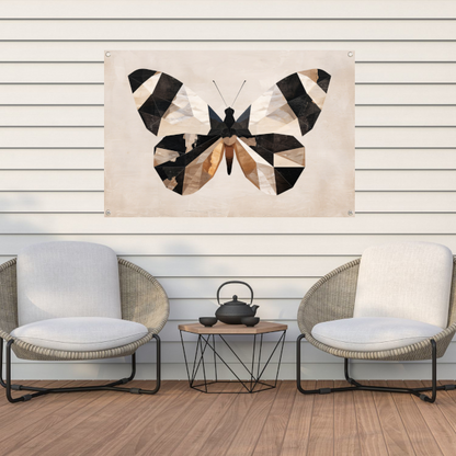 Geometrische Art Deco Stijl Vlinderontwerp tuinposter