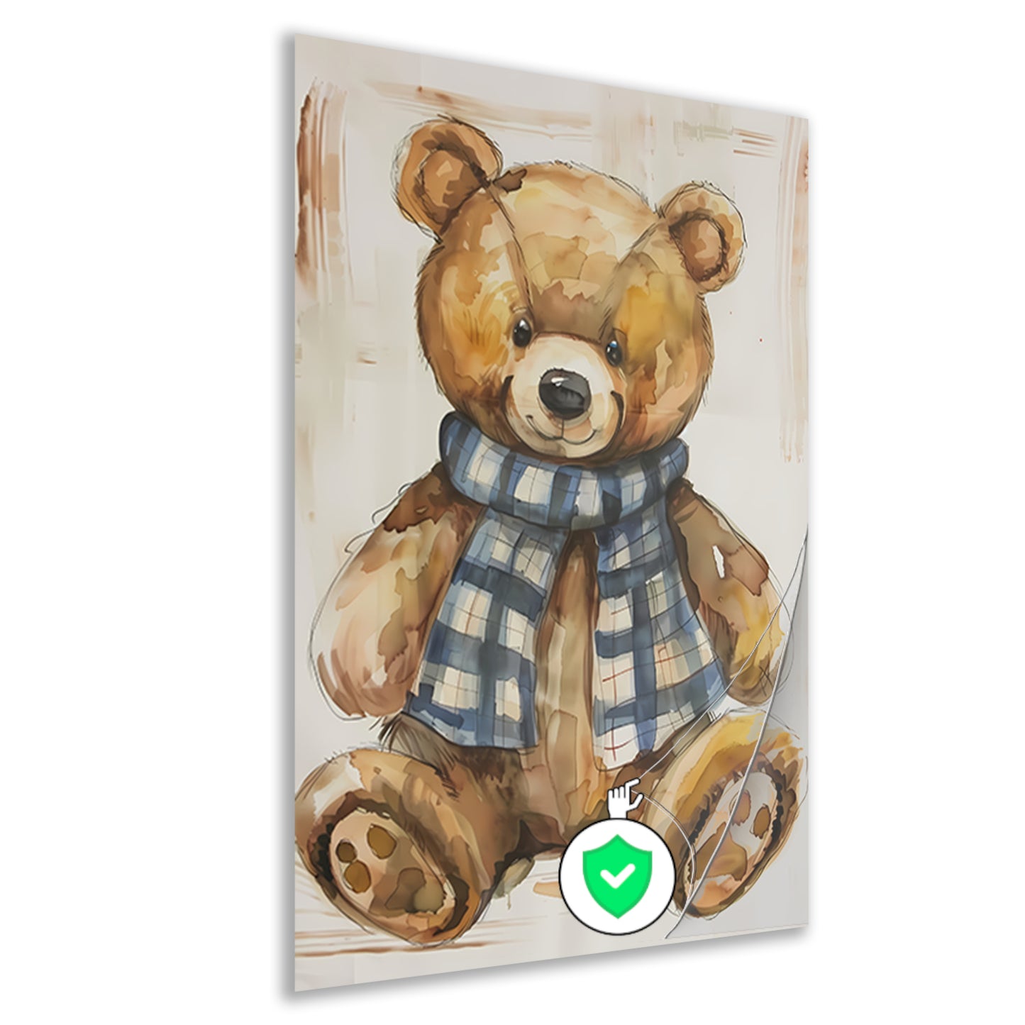 Aquarel  van een teddybeer met sjaal poster