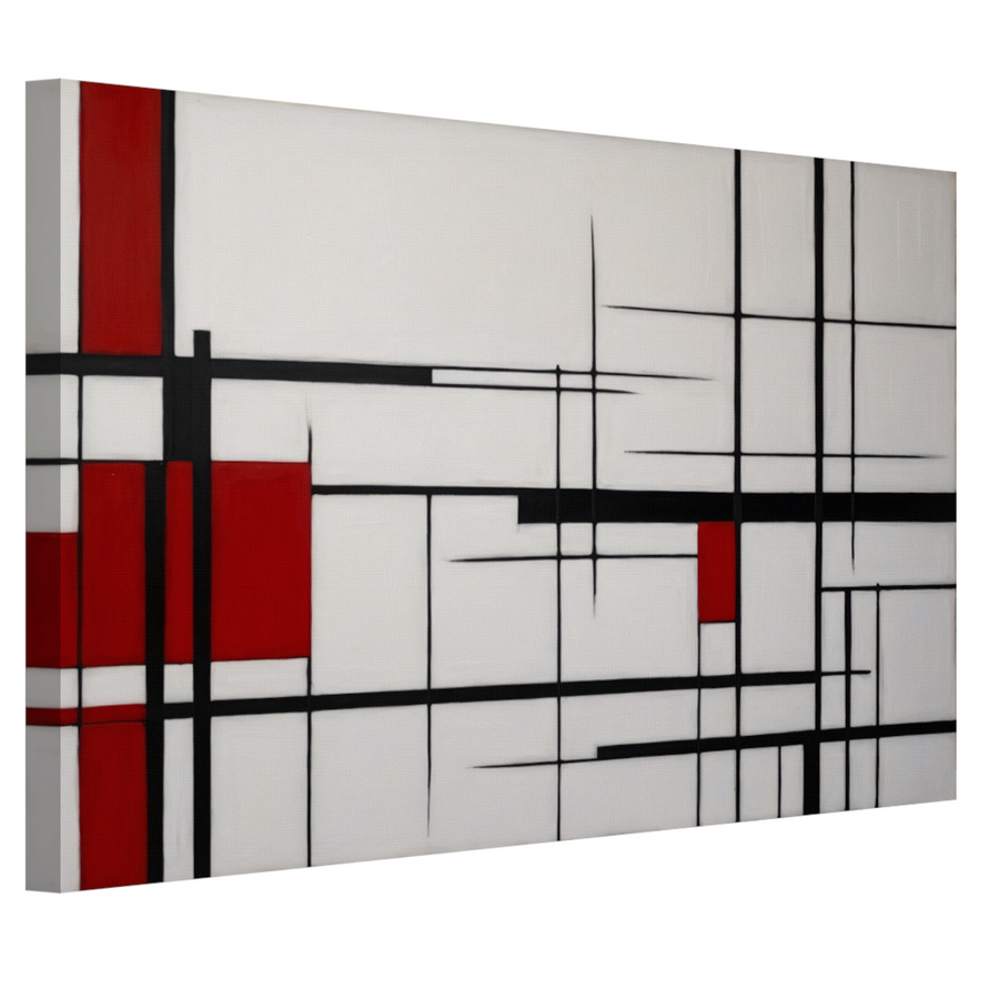 Geometrische Harmonie in Rood, Zwart en Wit canvas