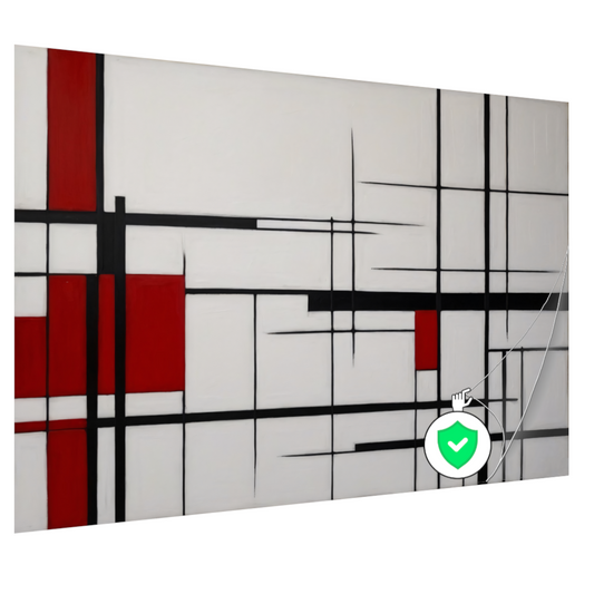 Geometrische Harmonie in Rood, Zwart en Wit poster