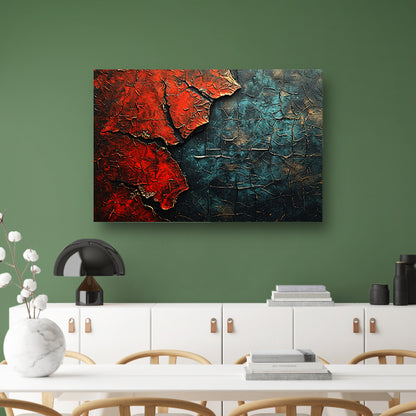 Blauw-Rood Abstract Expressie canvas met baklijst