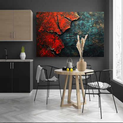 Blauw-Rood Abstract Expressie canvas met baklijst
