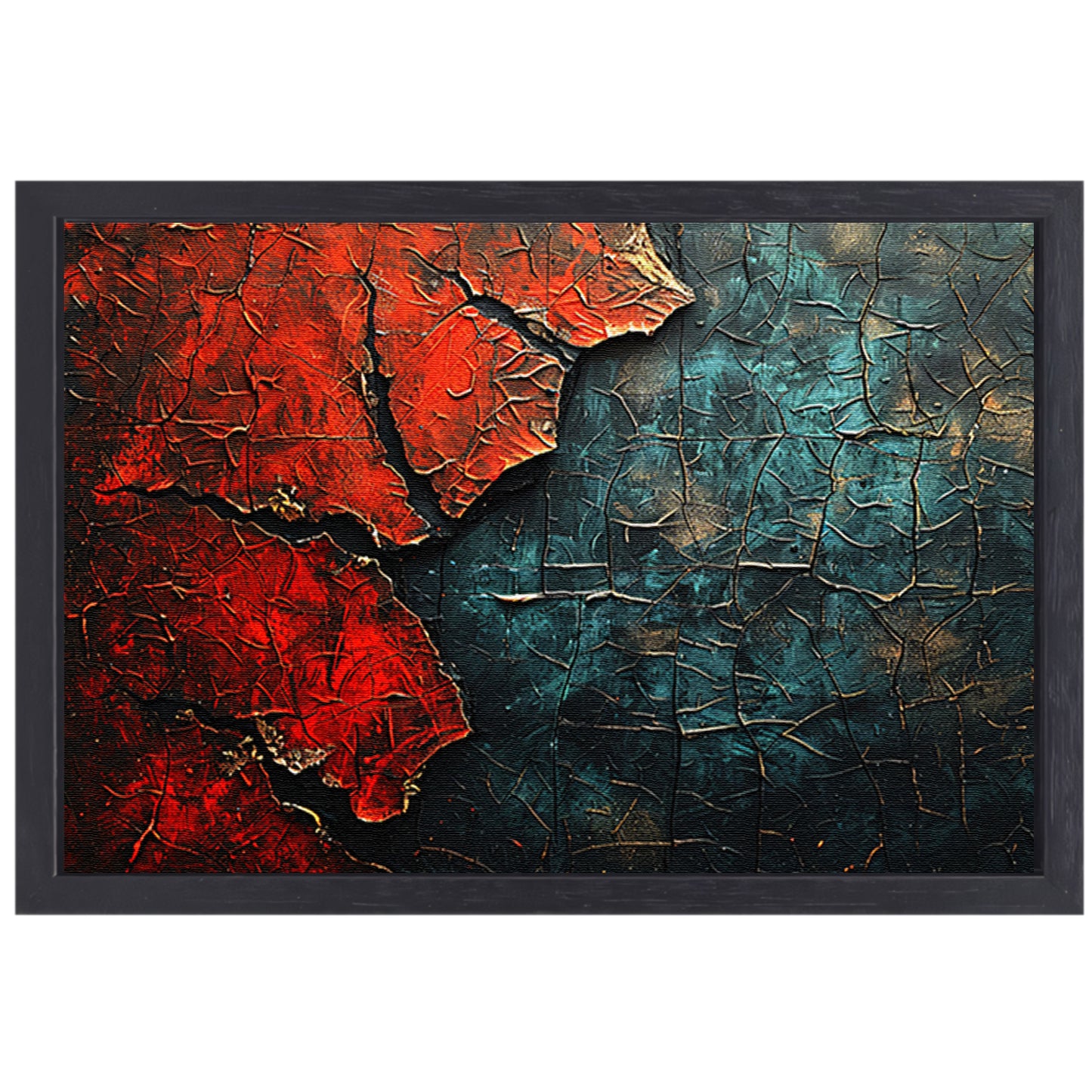 Blauw-Rood Abstract Expressie canvas met baklijst