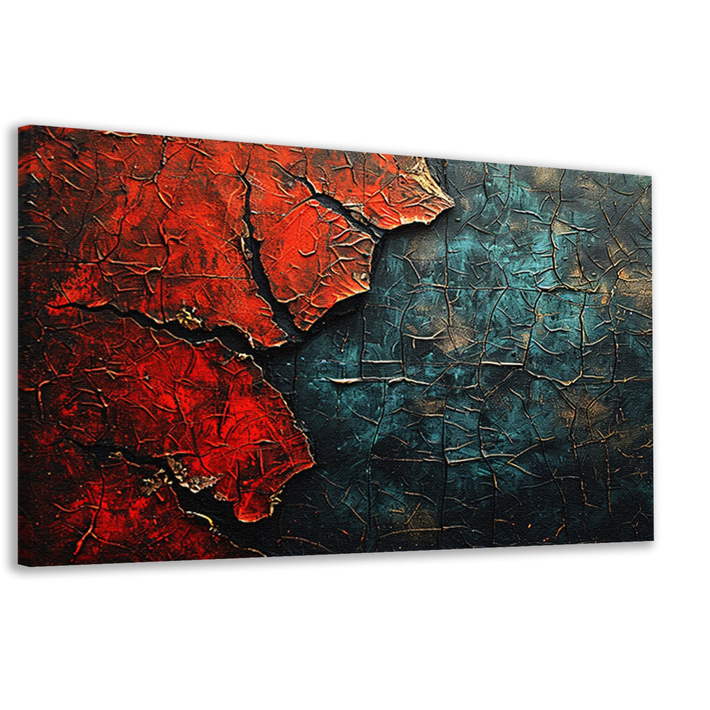 Blauw-Rood Abstract Expressie canvas