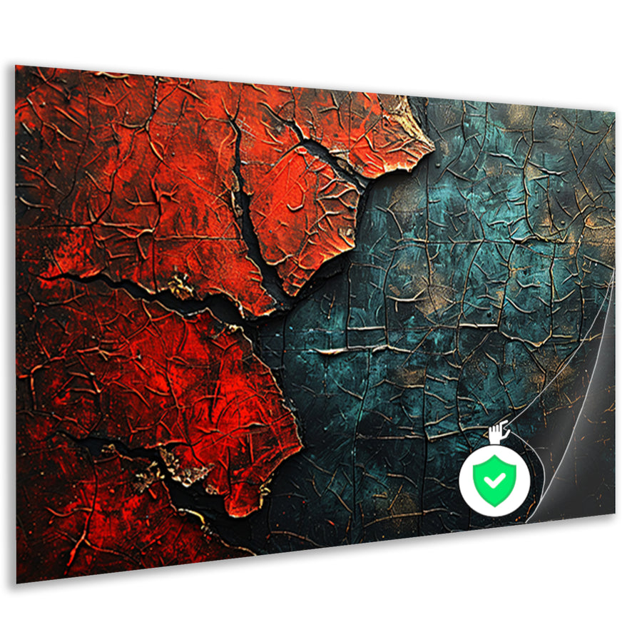 Blauw-Rood Abstract Expressie poster