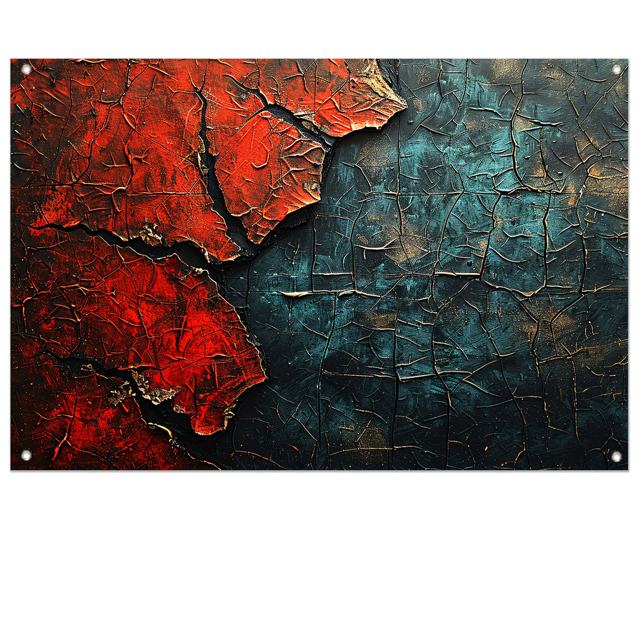 Blauw-Rood Abstract Expressie tuinposter