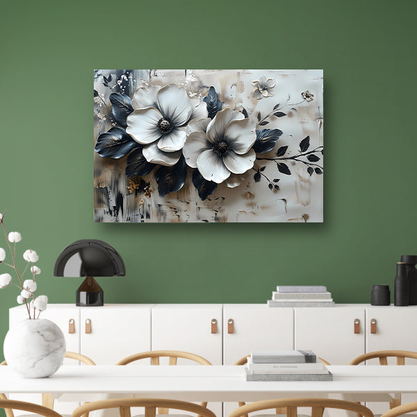 Abstract minimalistisch bloemenontwerp in zwart-wit poster