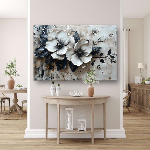 Abstract minimalistisch bloemenontwerp in zwart-wit poster