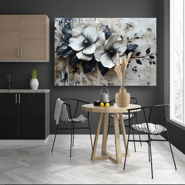 Abstract minimalistisch bloemenontwerp in zwart-wit poster
