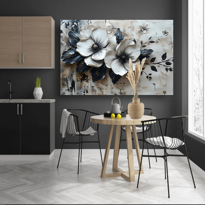 Abstract minimalistisch bloemenontwerp in zwart-wit poster