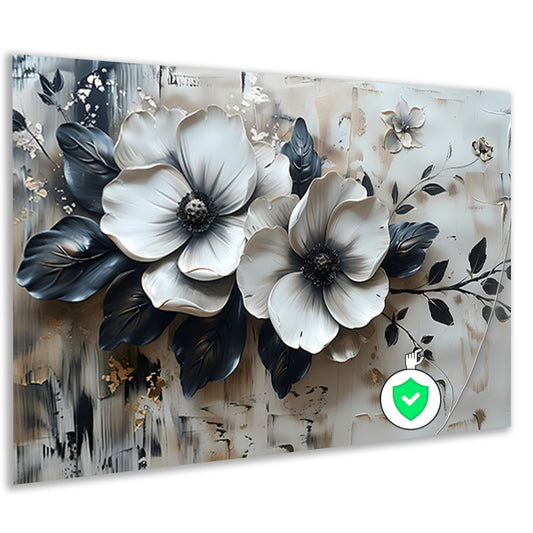 Abstract minimalistisch bloemenontwerp in zwart-wit poster