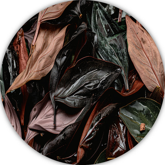 Abstracte Bladeren Compositie aluminium muurcirkel
