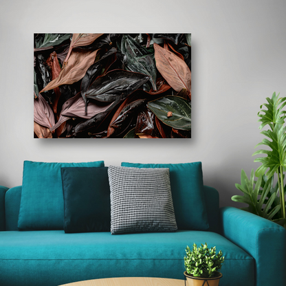 Abstracte Bladeren Compositie canvas met baklijst