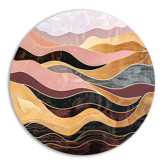 Abstracte golven in warme tinten schilderij forex muurcirkel