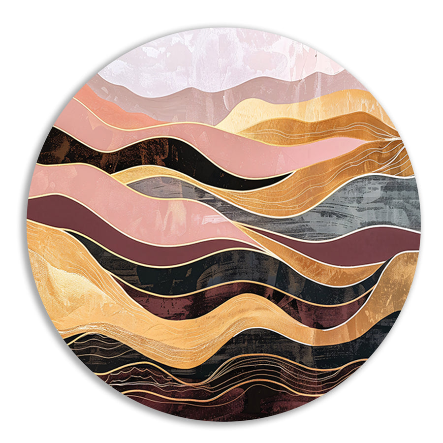 Abstracte golven in warme tinten schilderij forex muurcirkel