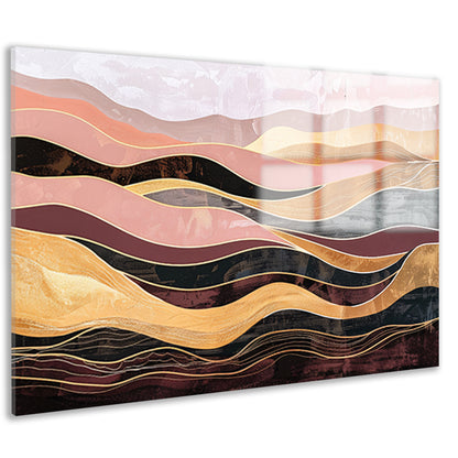 Abstracte golven in warme tinten schilderij acrylglas