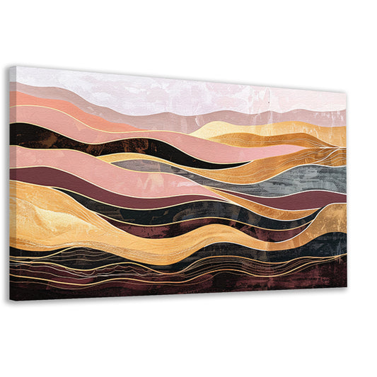 Abstracte golven in warme tinten schilderij canvas
