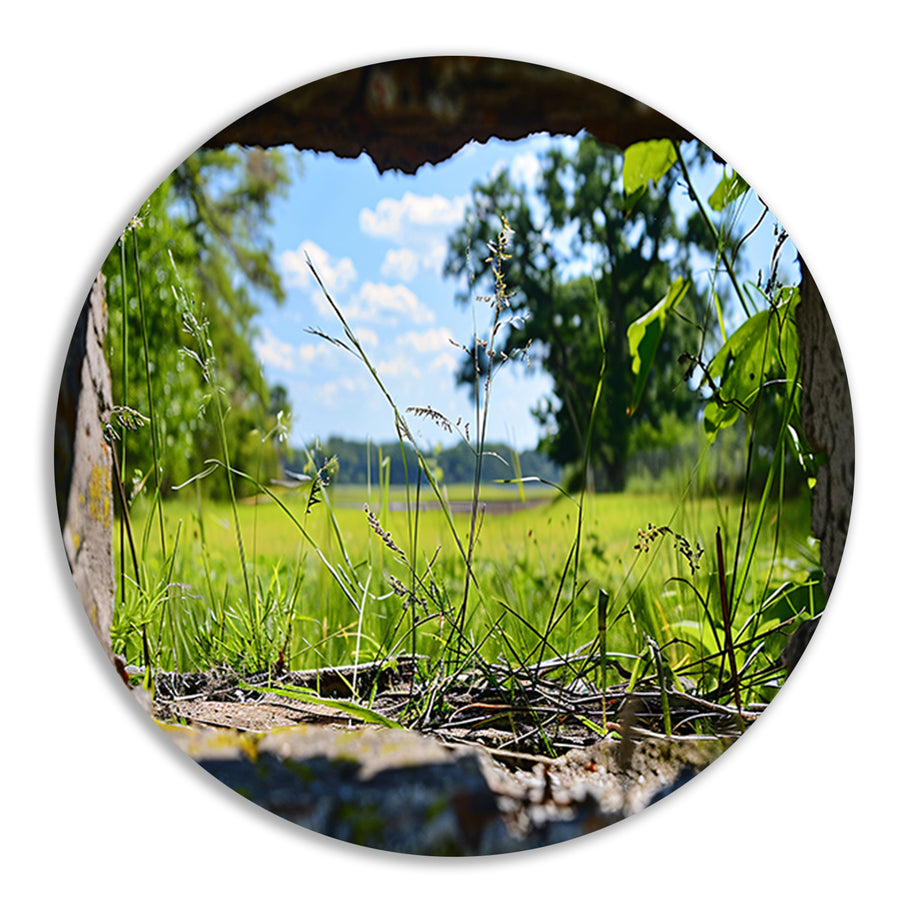 Natuurlandschap door betonnen raam forex muurcirkel