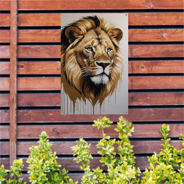 Hyperrealistisch Gouden Leeuw Hoofd Portret tuinposter