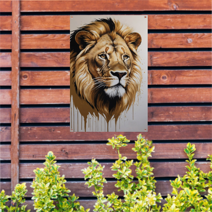 Hyperrealistisch Gouden Leeuw Hoofd Portret tuinposter