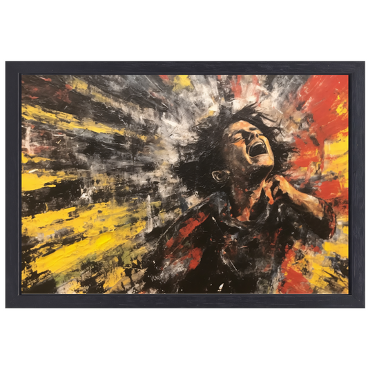 Schreeuw in Kleurrijk Abstract canvas met baklijst