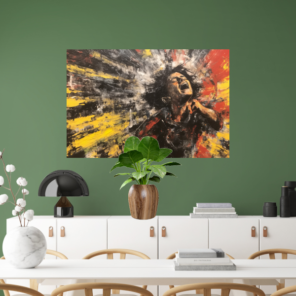 Schreeuw in Kleurrijk Abstract canvas met baklijst
