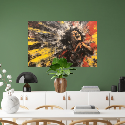 Schreeuw in Kleurrijk Abstract canvas met baklijst