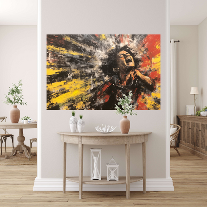 Schreeuw in Kleurrijk Abstract canvas met baklijst