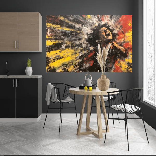 Schreeuw in Kleurrijk Abstract canvas met baklijst