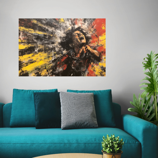 Schreeuw in Kleurrijk Abstract canvas met baklijst
