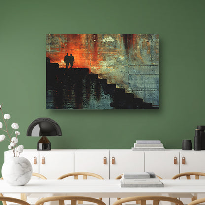 Schaduwen en Lichtspel op Oude Trap canvas met baklijst