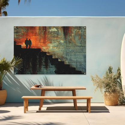 Schaduwen en Lichtspel op Oude Trap tuinposter