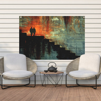 Schaduwen en Lichtspel op Oude Trap tuinposter