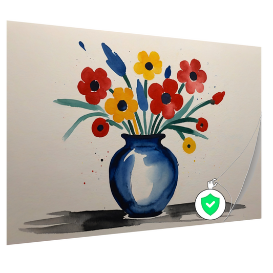 Kleurrijke Aquarel van Vaas met Bloemen poster