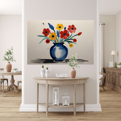 Kleurrijke Aquarel van Vaas met Bloemen poster