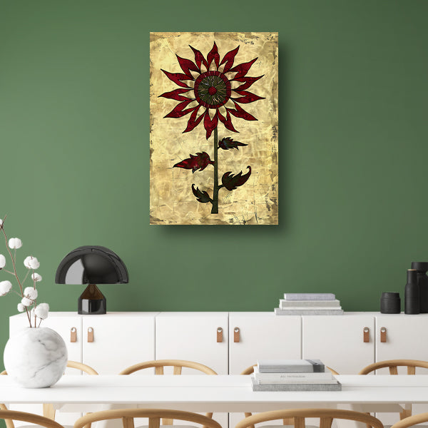 Digitale kunst zonnebloem op vintage achtergrond poster