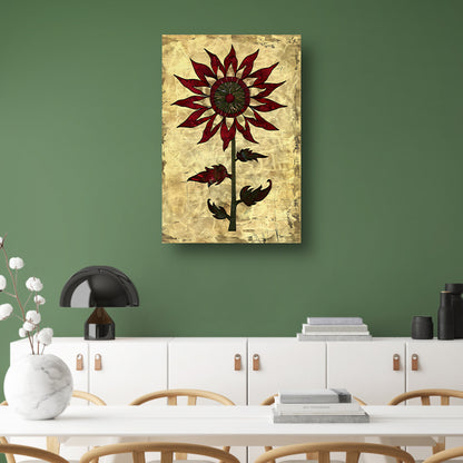 Digitale kunst zonnebloem op vintage achtergrond poster