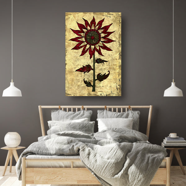 Digitale kunst zonnebloem op vintage achtergrond poster