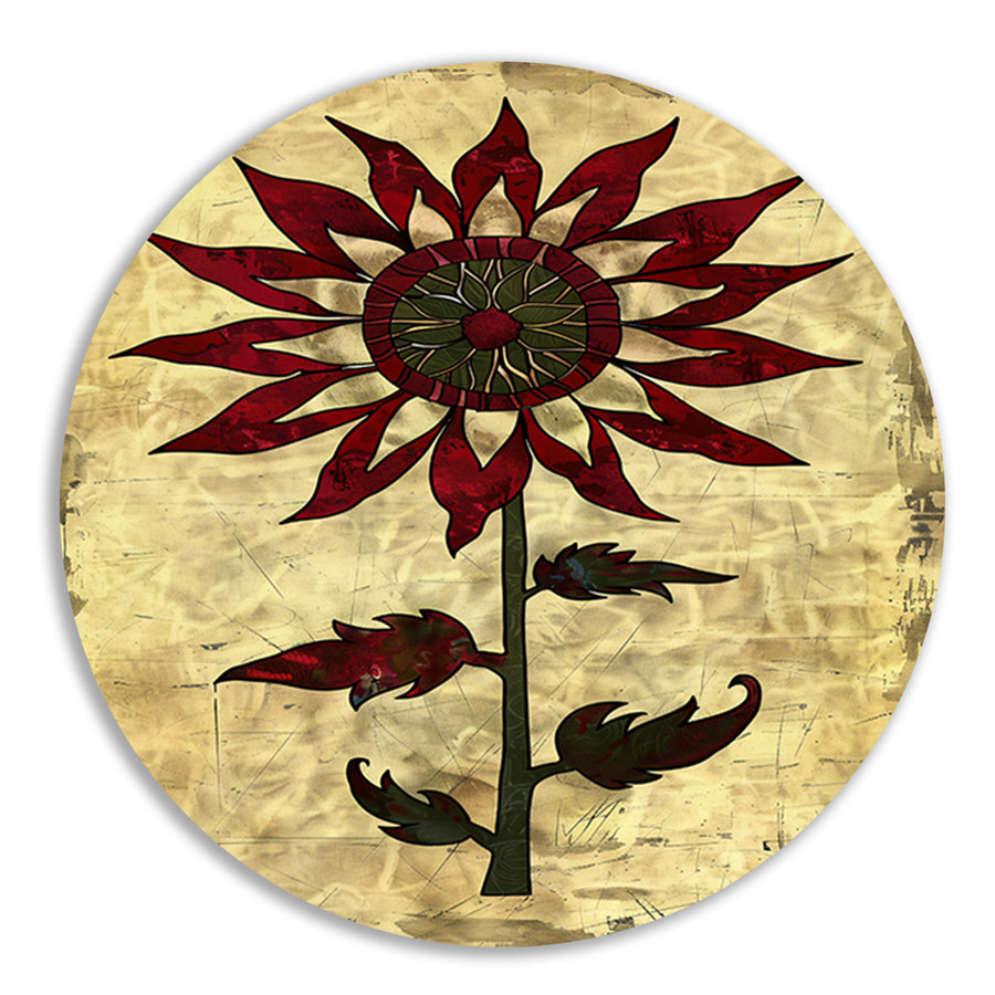Digitale kunst zonnebloem op vintage achtergrond forex muurcirkel
