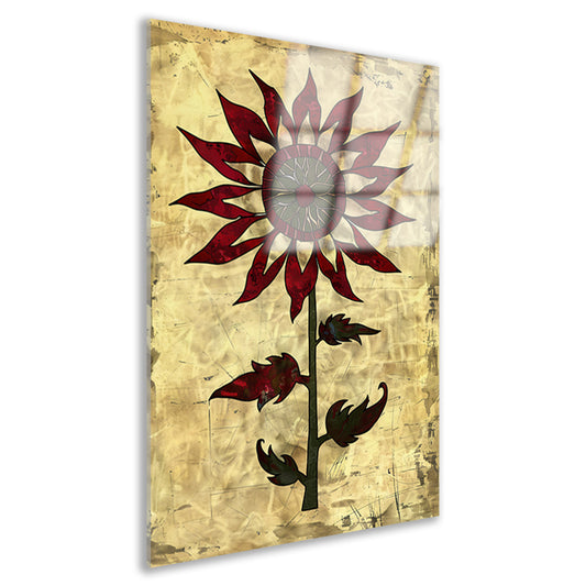 Digitale kunst zonnebloem op vintage achtergrond acrylglas