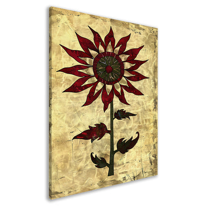 Digitale kunst zonnebloem op vintage achtergrond canvas