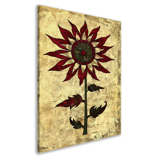 Digitale kunst zonnebloem op vintage achtergrond canvas