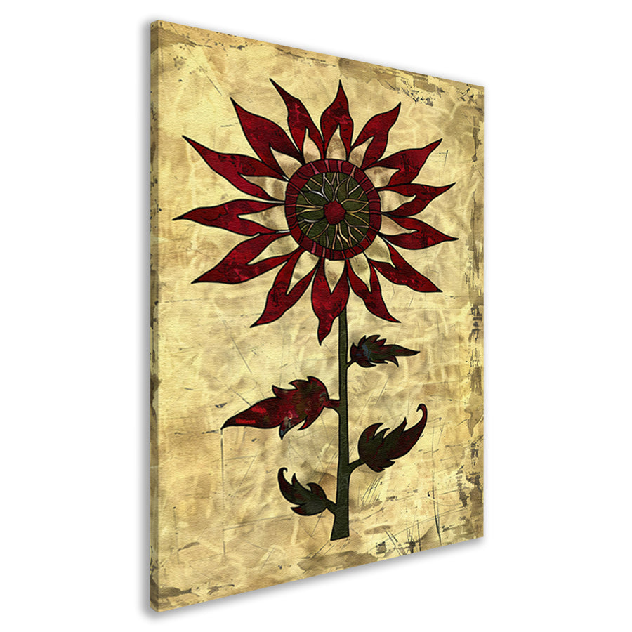Digitale kunst zonnebloem op vintage achtergrond canvas